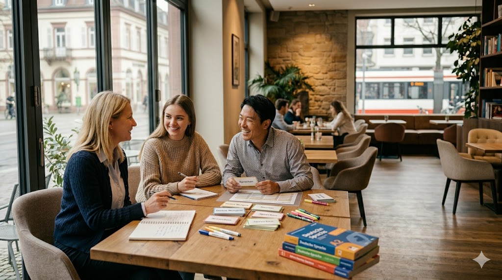 Gruppenunterricht im Café – kleine Lernrunde